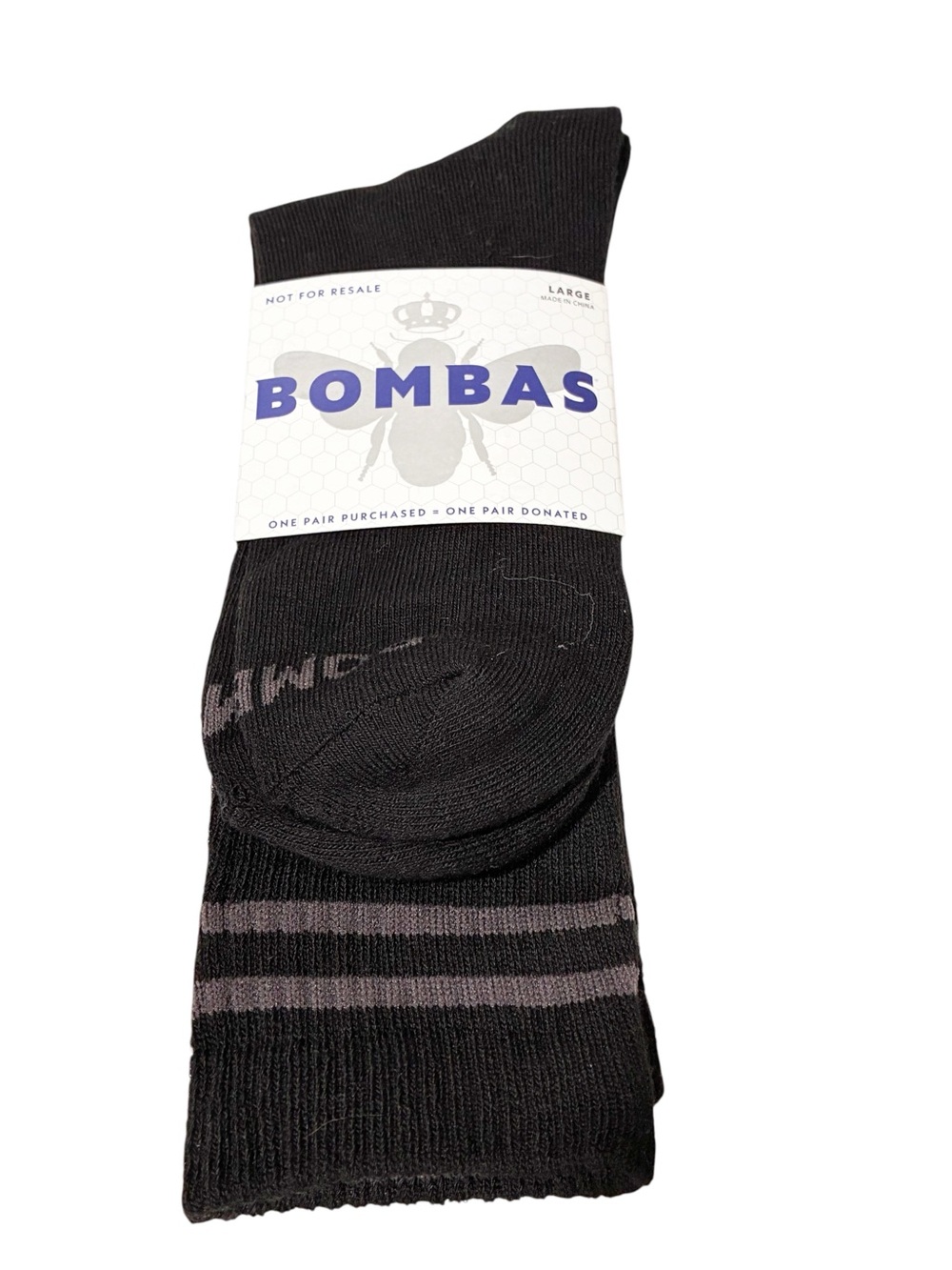 Bombas Socks Men Size Large Black Calf Honeycomb Arch Support NEW